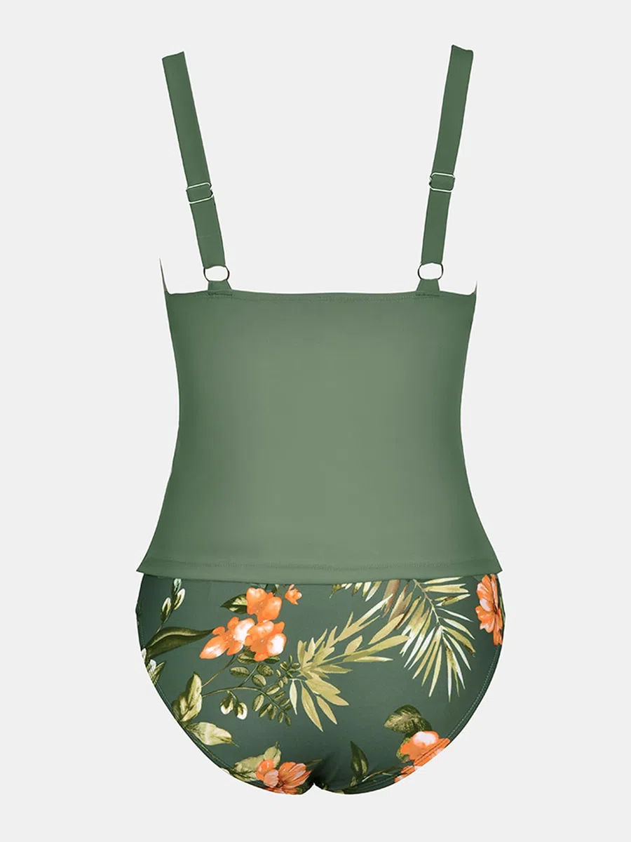 CUPSHE Tankini 2 pièces pour femme - Taille mi-haute avec fronces torsadées sur le devant