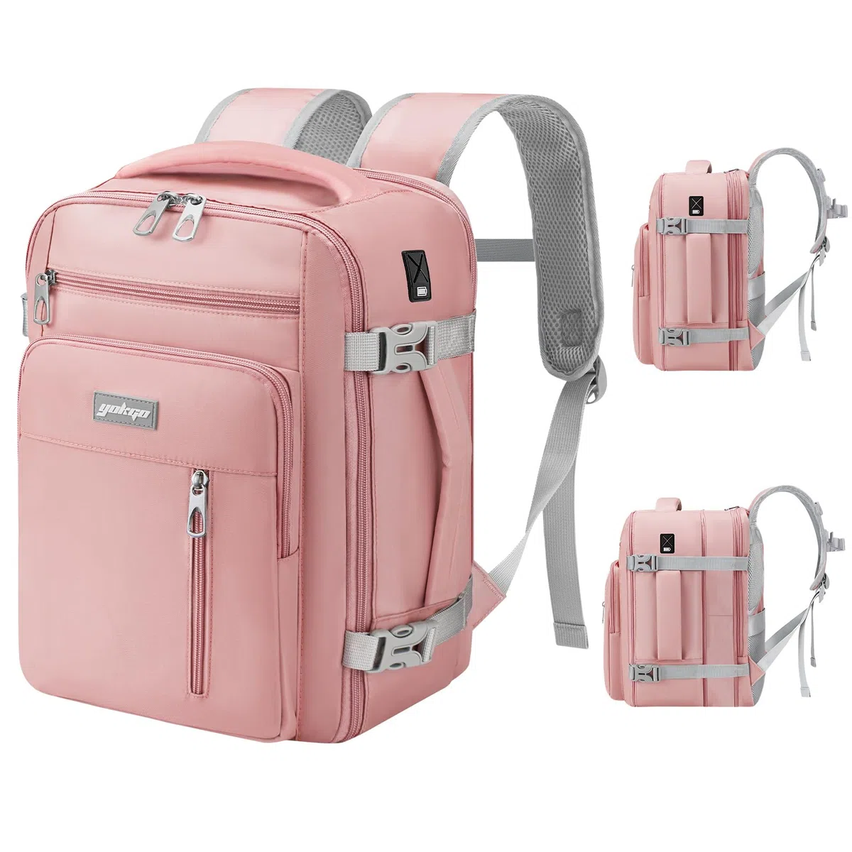 Sac a Dos Voyage Cabine Avion 40x30x20 Bagage Cabine 24L-30L Évolutif | Sac à Dos Avion pour Transavia Ryanair Vueling Wizz Air,Sous Siège Bagage à Main 15.6'' Ordinateur Portable Homme Femme Rose