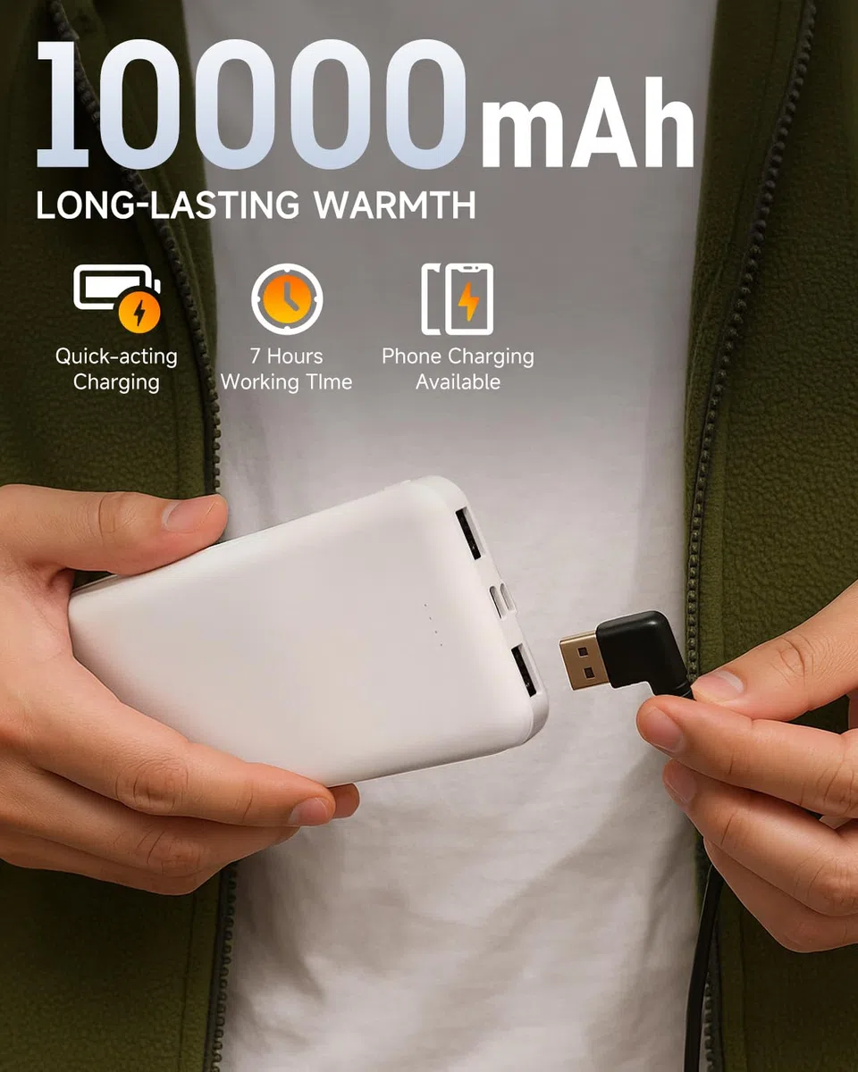 LABCOOL Veste Chauffante Homme Femme - Veste Thermique en Micro-polaire avec 3 Niveaux de Chauffage et 6 Zones - Alimentation USB avec Powerbank 10000mAh - Lavable en Machine