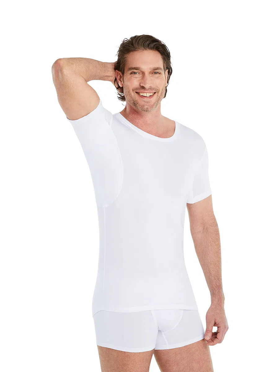 FINN T-Shirt Anti-Transpiration pour Hommes avec col Rond et Patchs intégrés aux aisselles pour la Forte Transpiration - Maillot de Corps Contre Les odeurs et Les Taches de Sueur