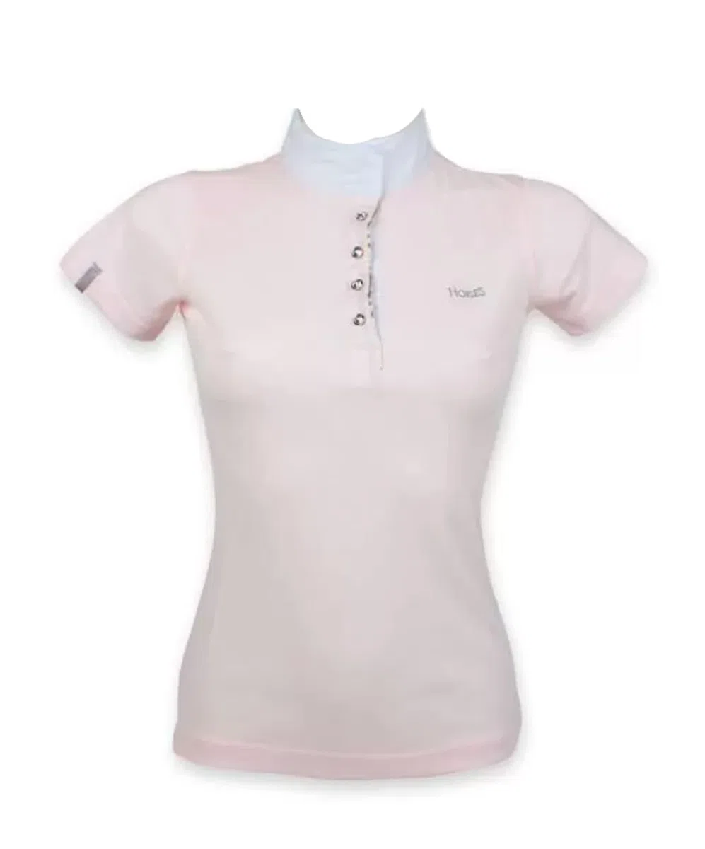 Horses, Chemise de Concours, T-Shirt Femme, Couleur Rose, Tissu Élastique, Ajustement Moulant, Léger et Confortable, Idéal pour l’Équitation