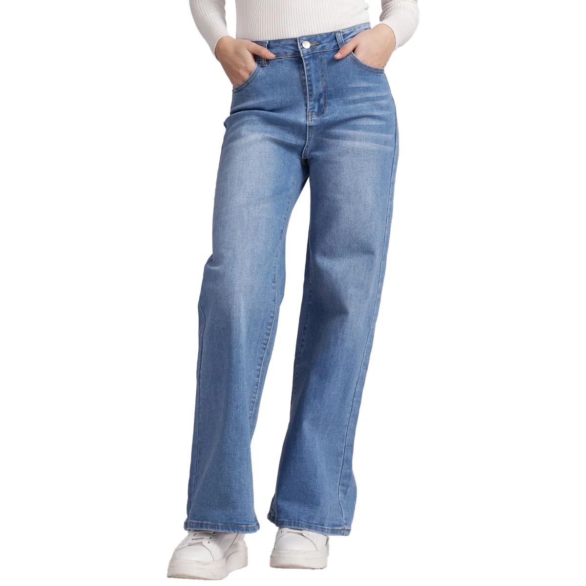 Jeans Femme Taille Haute Large Jeans Femme Baggy Large Leg Fit Jeans FX9050