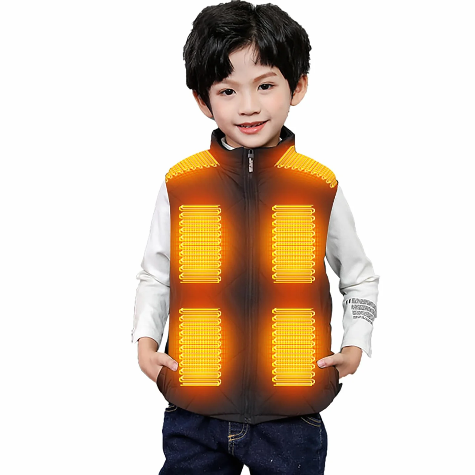 Gilet chauffant pour enfants 2025, garçons et filles en 2025, chauffe-USB avec 13 zones de chauffage, coupe-vent, pour l'extérieur