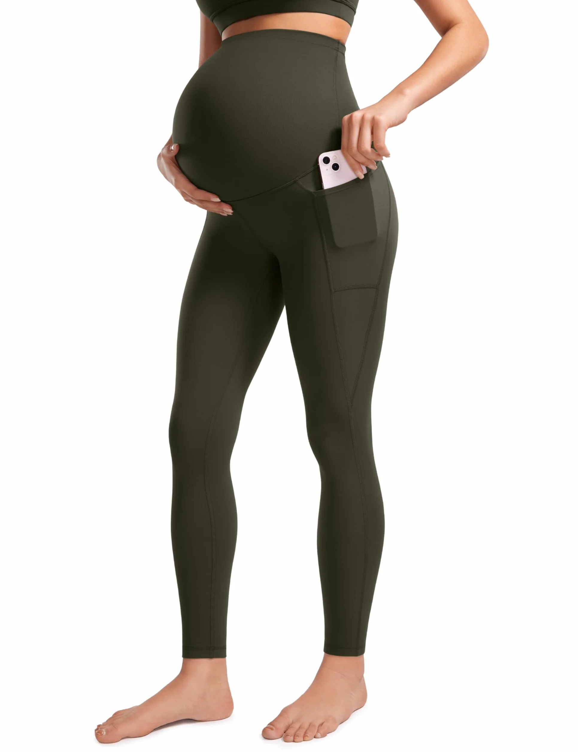 CRZ YOGA Butterluxe Leggings de Maternité avec Poches Yoga Grossesse Pantalonover - 71 cm
