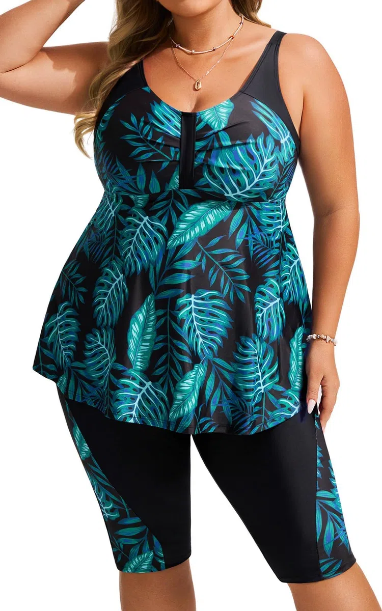 Hanna Nikole Tankini Maillot De Bain Grande Taille pour Femme Tankini Push Up Ensemble 2 Pièces Contrôle du Ventre Taille Haute Maillot De Bain D'Été avec Short De Bain