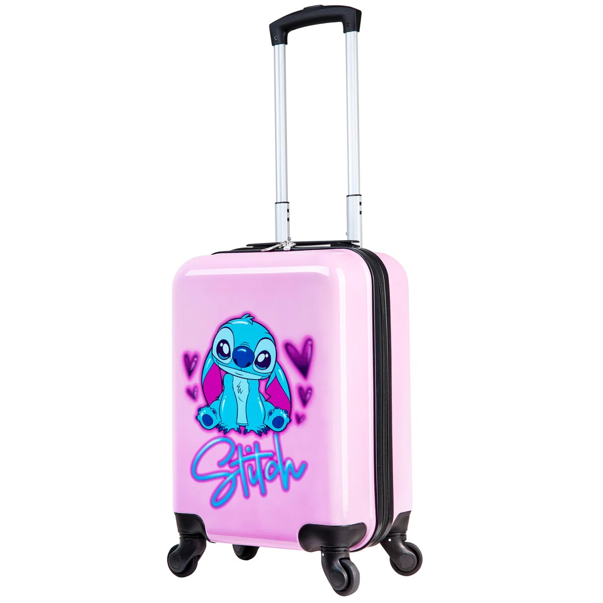 Disney Stitch Valise Rigide 49.5 Centimetres 28 litres avec 4 Roues - Cadeau Enfant (S, H49.5cm x W32cm - 28L, Rose)