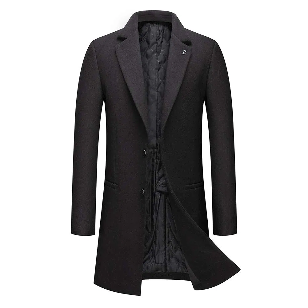 Allthemen Manteau Homme Hiver Mi-Long Trench Coat en Laine Chaud Veste Slim Parka Couleur Unie Pardessus Coupe Vent