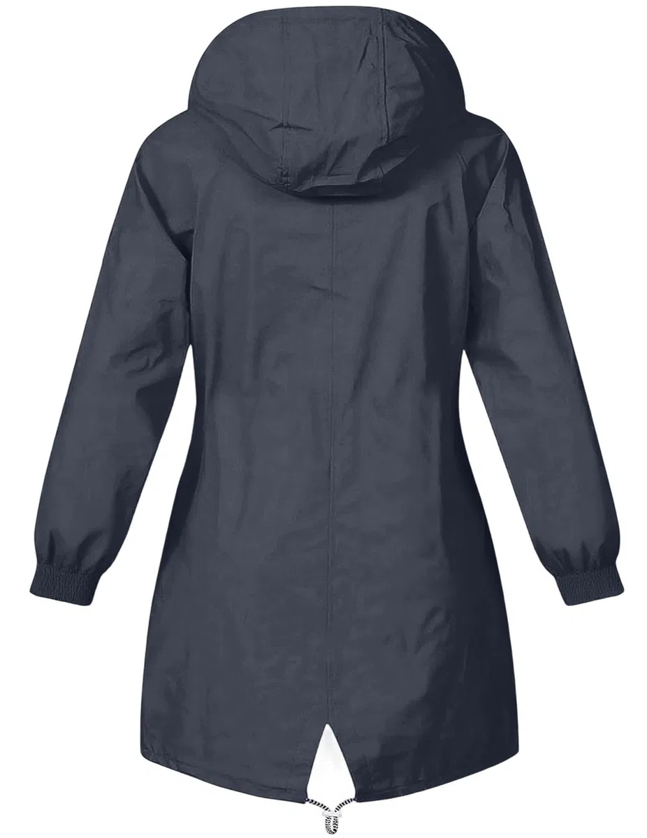 Veste Imperméable Femme À Capuche Léger Coupe-Vent Respirant Blouson de Pluie Mi-Saison Fermeture Éclair Poches Veste de Plein Air Randonnée Coupe-Vent Pliable Uni Quotidien Confortable Élégant