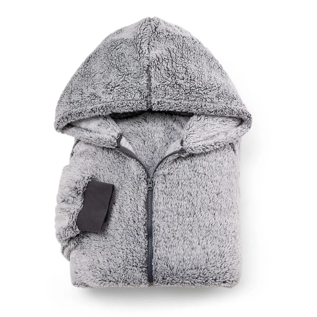 Bedsure Couverture à capuche avec manches Sherpa - Couverture douillette avec manches - Pull douillet - Couverture portable - Cadeau pour femme, Gris, 100x78 cm