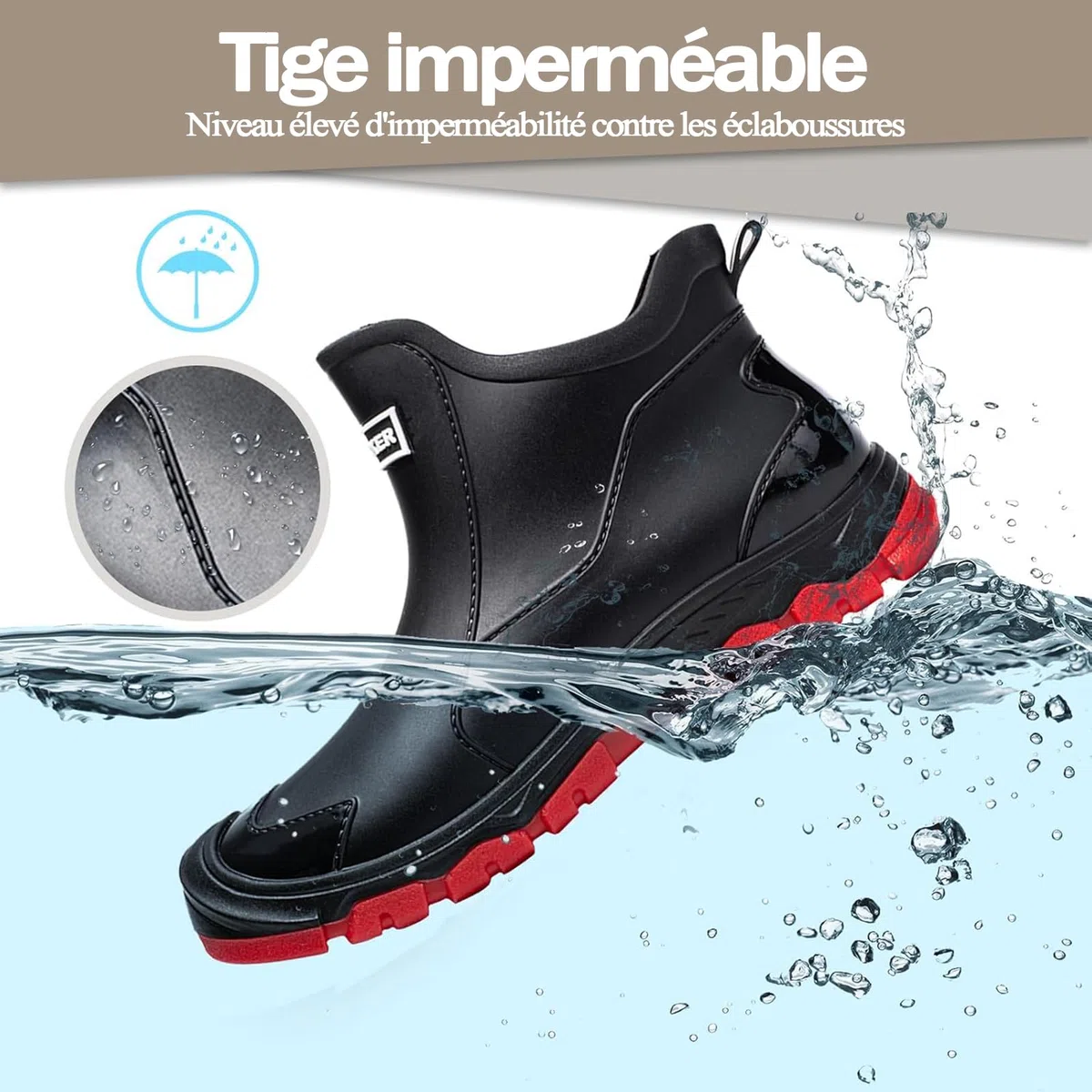 Bottes Caoutchouc Homme Bottes de Pluie Femme ImperméAbles à l'eau AntidéRapantes Chaussures de Travail Homme Bottes Jardin Élégant et Confortable LumièRe Doux 38-46EU