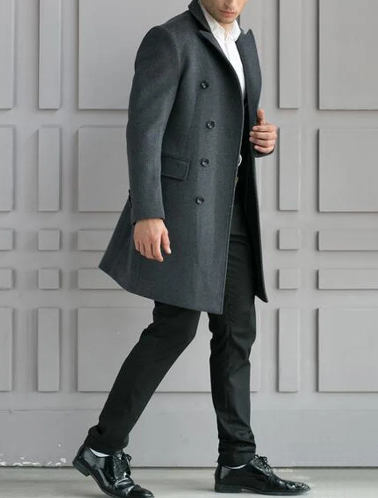Vogstyle Homme Manteau Parka Laine Slim Classique Trench Mi-Longue Décontractée Duffle-Coats