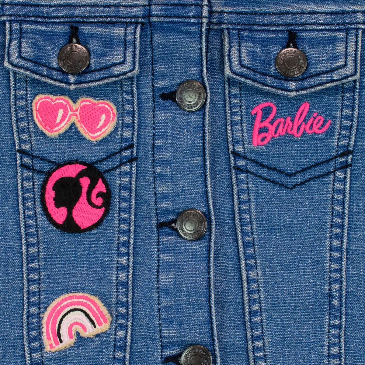 Barbie Filles Brodé Veste en Jean Vêtements d'extérieur pour Enfants