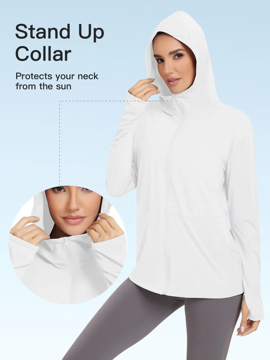 VUTRU Sweat à capuche avec protection solaire UPF 50+ pour femme - Léger à manches longues - Avec poche