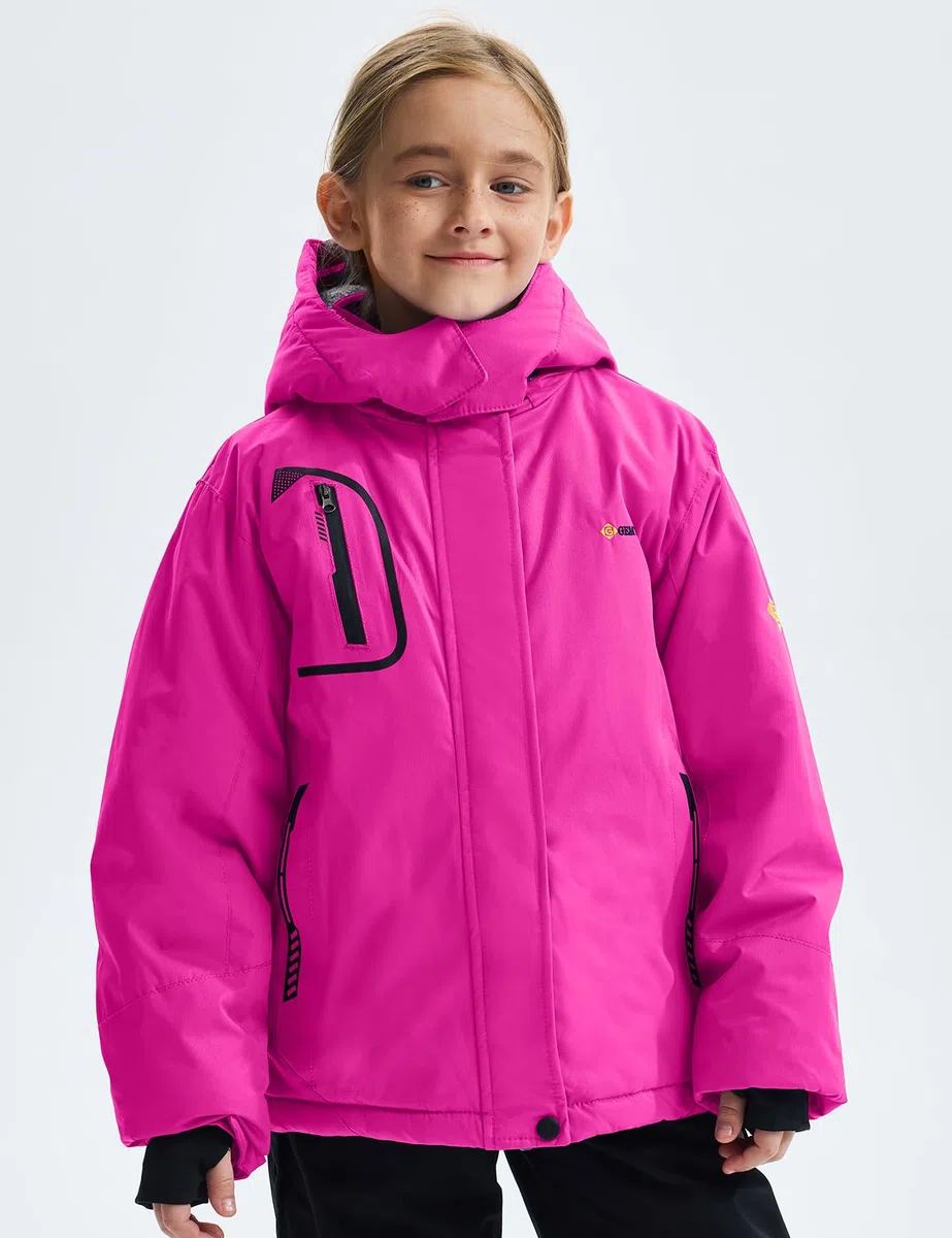 GEMYSE Veste de Ski Imperméable de Montagne pour Fille Manteau d'hiver Extérieur en Polaire Coupe-Vent avec Capuche