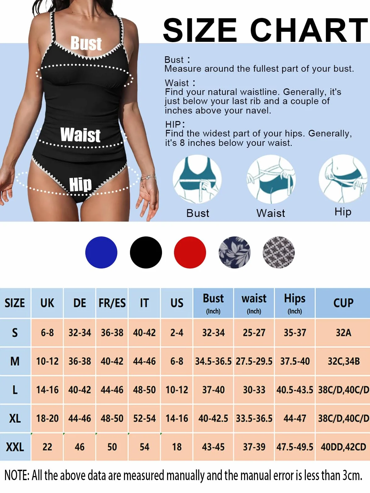 Maillot de Bain 2 Pièces Femme Tankini Push-Up Bikini Deux Pièces Col U Élégant Haut avec Bas de Maillot de Bain Swimwear de Plage Beachwear Été