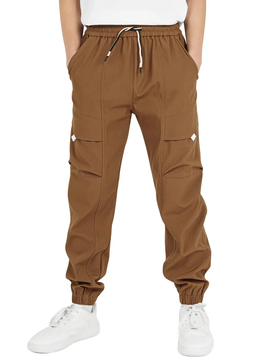 YoungSoul Pantalon Cargo Imperméable pour Garçon Taille Élastique Pantalon de Randonnée Pantalon de Jogging Extérieur Enfants