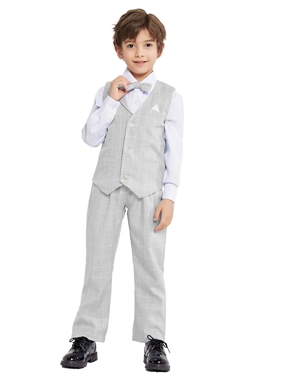 4 pièces Ensemble Habillé Garçons, Enfants Cérémonie Gilet Chemise Pantalon et Nœud Papillon