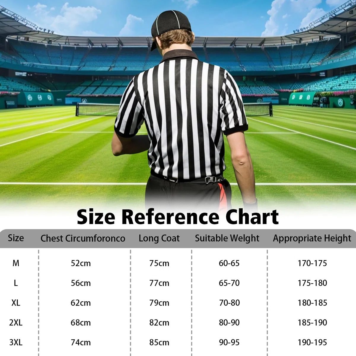 Mens Official Umpire Jersey Stripe Overturned Collar Ref Uniform Referee Shirt for Basketball Football Soccer