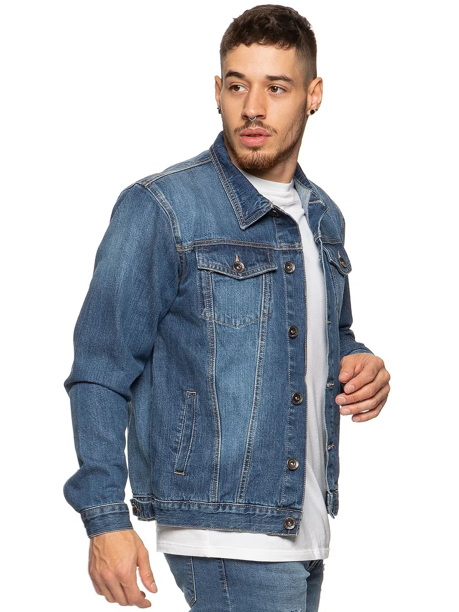 Enzo Veste en jean pour homme style western classique style camionneur vintage