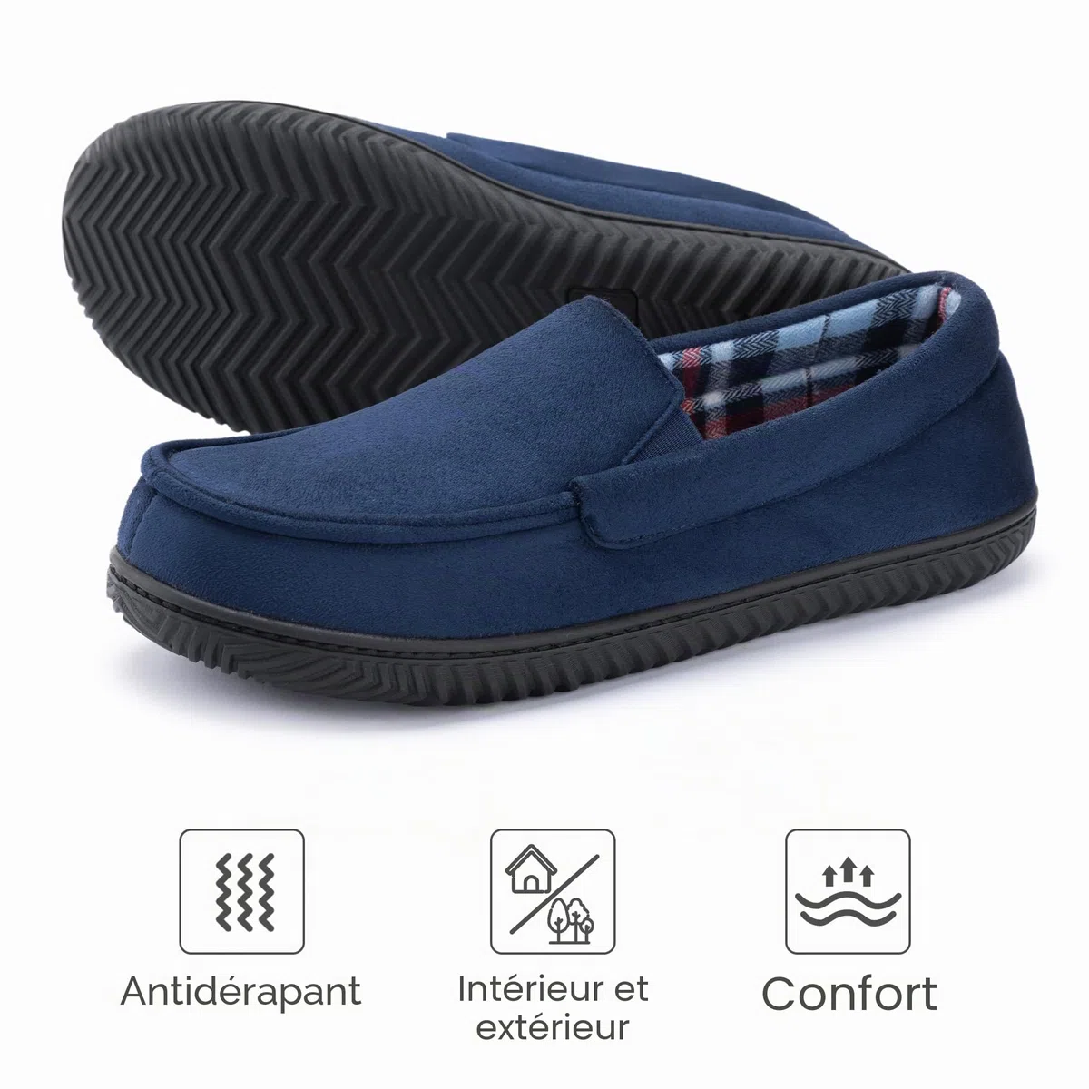 RockDove Chausson Mocassin Doublé en Flanelle pour Hommes