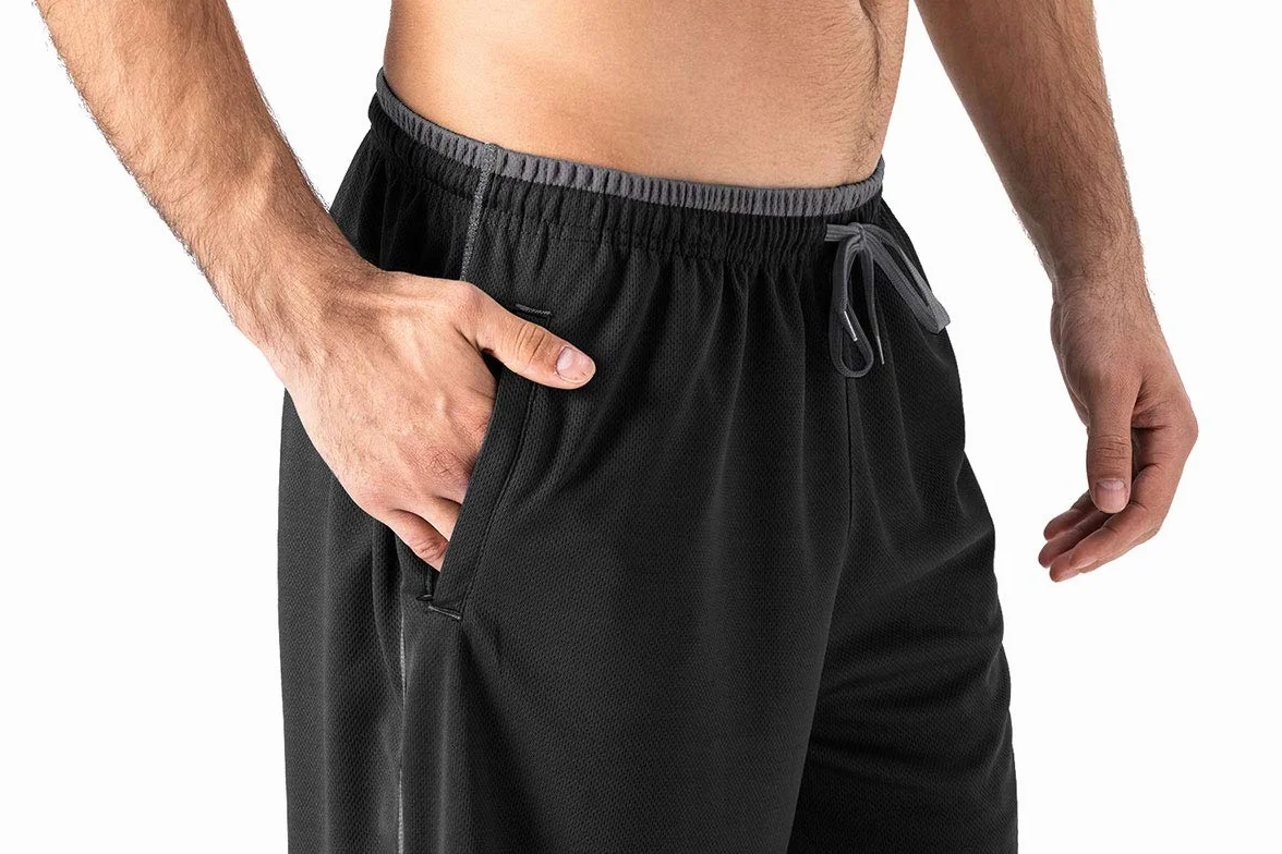 EKLENTSON Hommes Pantalon Survêtement Jogging Maille avec Poches Zippées Pantalon de Sport à Fond Ouvert