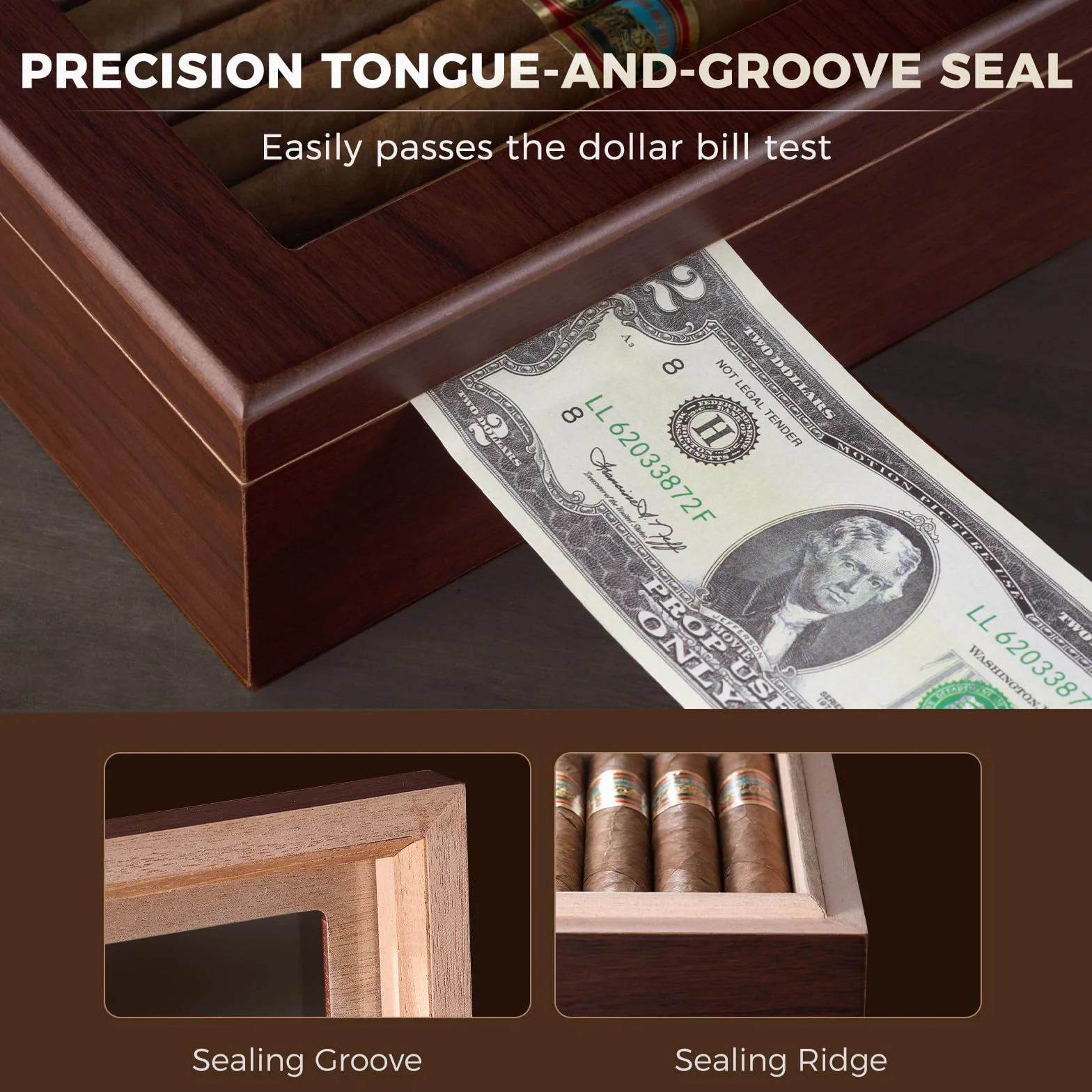 ProCase Cave à Cigares avec Hygromètre Numérique et Humidificateur, Boîte à Cigares avec Intérieur en Bois de Cèdre pour 20 à 25 pcs, Humidor Idéal pour Homme Amateur de Cigares Cubains -M