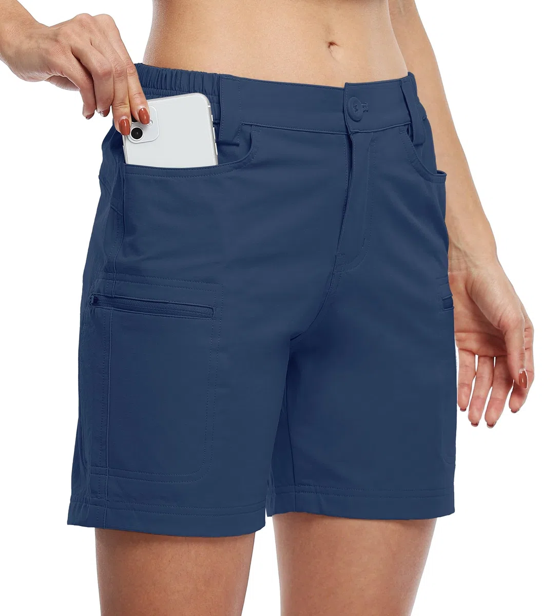 WILLIT Short de randonnée cargo pour femme - Short de golf - Pantalon de randonnée - Short d'été léger - Séchage rapide - Respirant - Avec poches - Imperméable