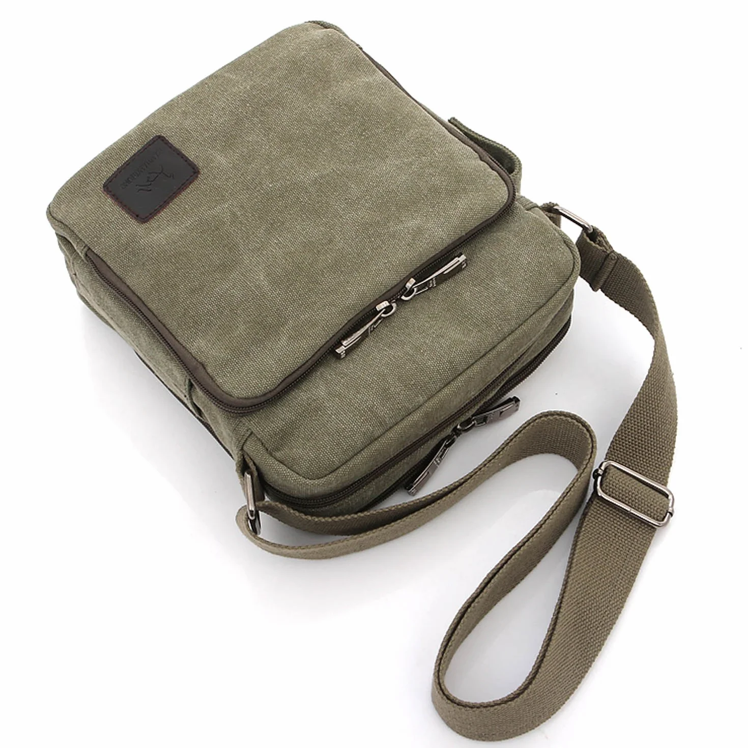 Sac bandoulière Homme Sac Besace Vintage Petit Porté épaule Sac en Toile Sacoche de Voyage pour école Université Cours Travail Sport Bourse Rétro Pochette Messager (Vert)
