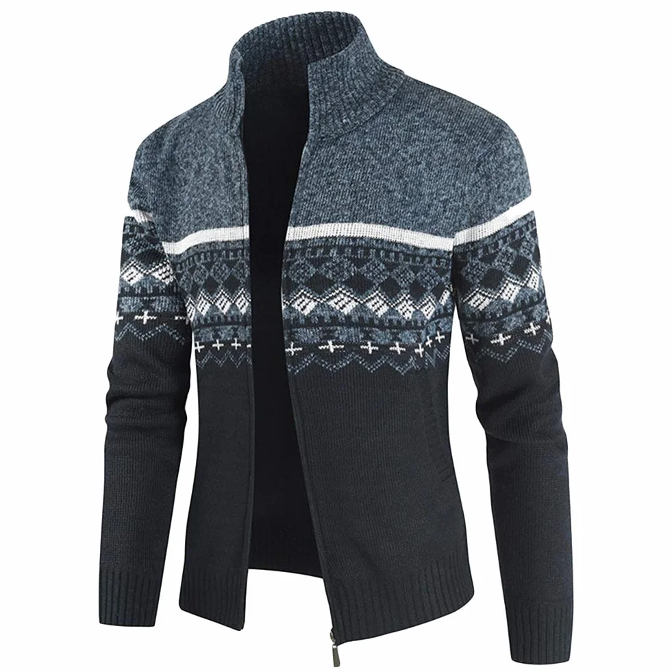 YOUTHUP Homme Cardigan Maille Hiver Ouvrez-Front Zippé Gilet Veste Tricoté Col Droit Casual Chaud Veste Automne Hiver