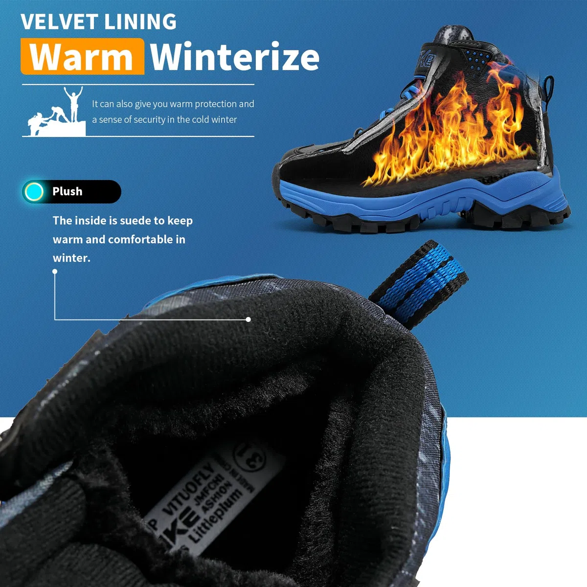 ASHION Chaussures de randonnée garçon Chaussures en Coton pour Enfants Bottes de Neige