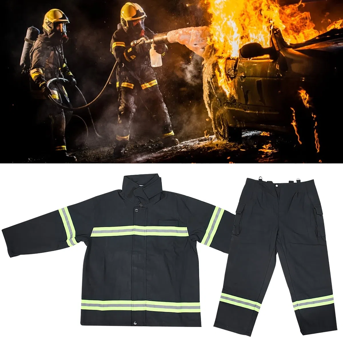 Tissting Vêtements Ignifuges Professionnels, Combinaison Résistante à la Chaleur avec Bandes Réfléchissantes, Confortable et Respirant en Coton Pur, Disponible en Tailles Multiples