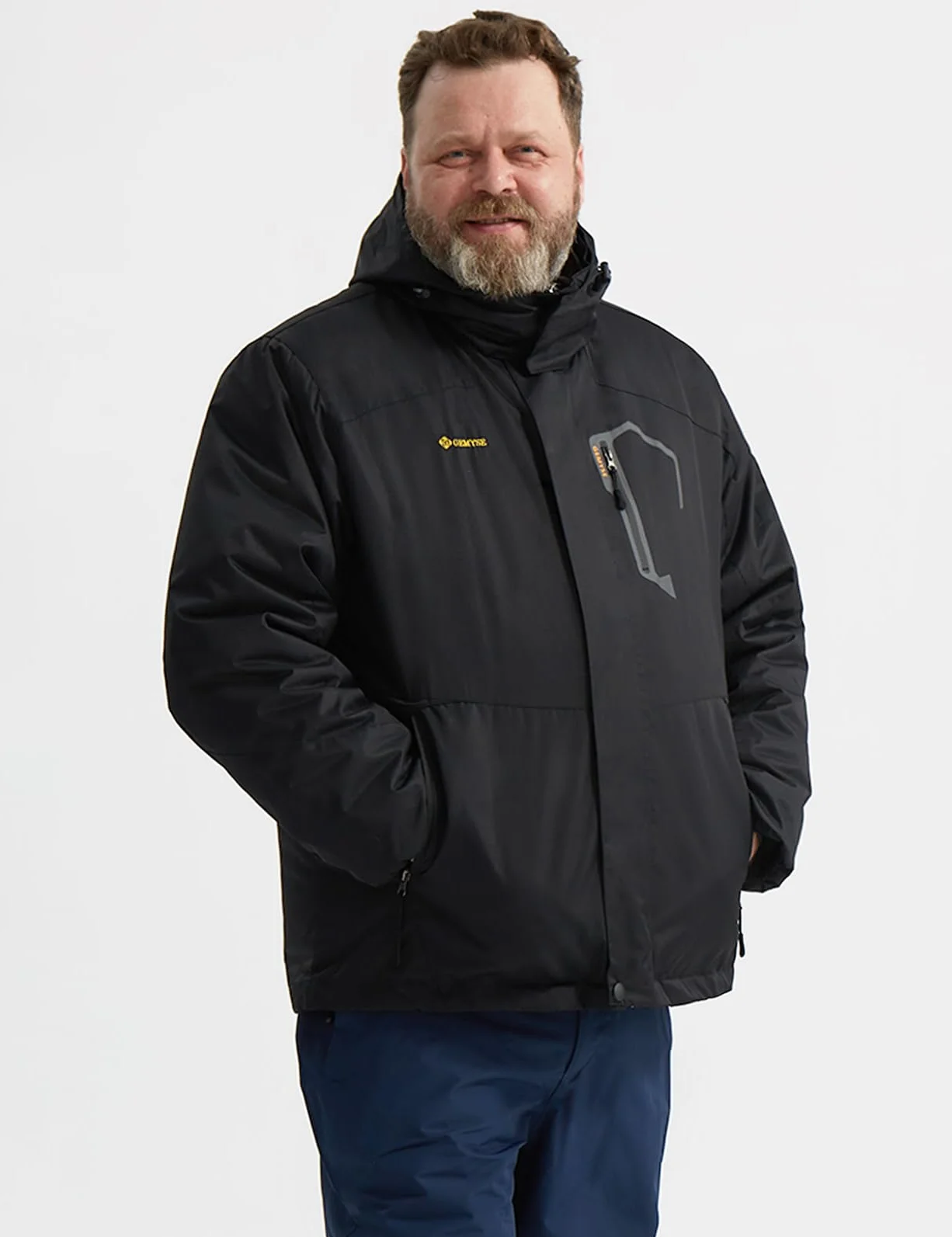GEMYSE Homme Veste de Ski Imperméable de Montagne Manteau d'hiver Extérieur en Polaire Coupe-Vent avec Capuche(Noire,M)
