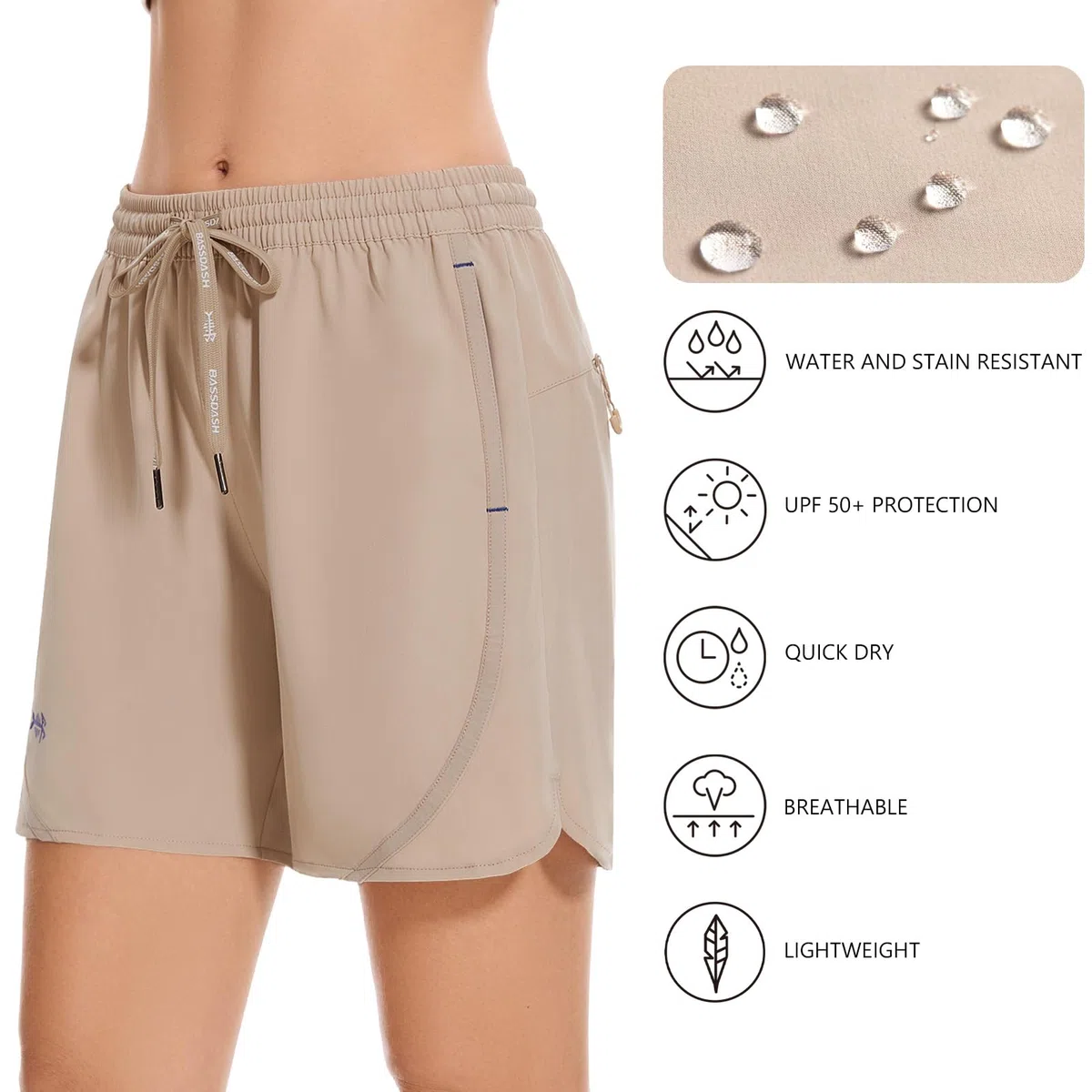 Bassdash Femme Short Randonnée 5 Pouces UPF 50+ Léger et Imperméable à Séchage Rapide avec Poches pour Camping Sport Hiking Shorts FP05W