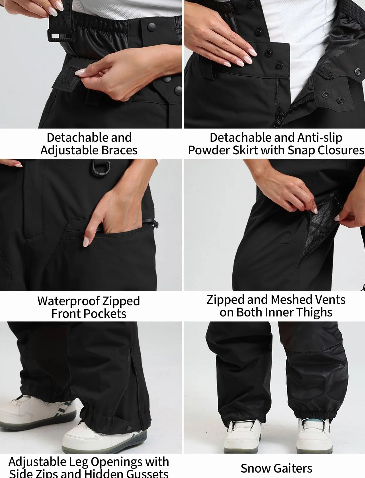 GSOU SNOW Ensemble Veste et Pantalon de Ski et Snowboard Homme - Baggy Ample Plusieurs Poches Unisexe Imperméable Coupe-Vent Respirant Chaud à Capuche