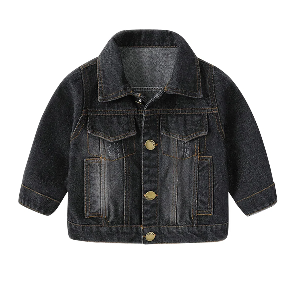 Générique Manteau en Jean Enfants GarçOn, Veste en Denim GarçOn Manches Longues Col Rabattable Mode Printemps Blouson avec Bouton Et Poche pour Tenue Quotidienne,Thermique Casual 1-5 Ans