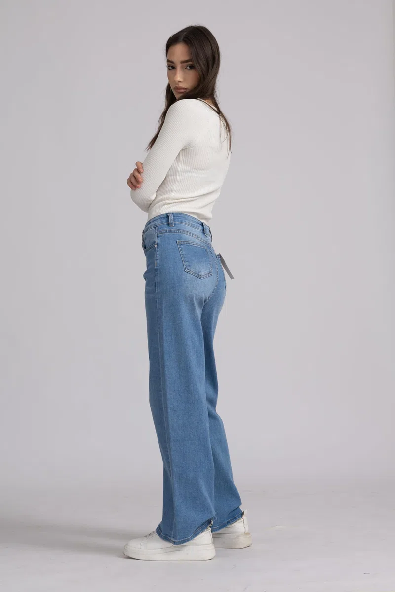 Jeans Femme Taille Haute Large Jeans Femme Baggy Large Leg Fit Jeans FX9050