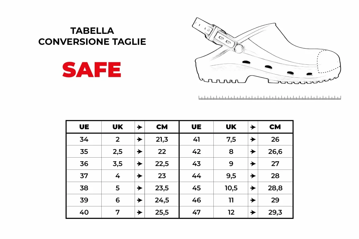 REPOSA Safe - Sabot Femme et Homme en Caoutchouc, Sabot Femme Medical Infirmiere Unisex avec Sangle Rabattable et Embout de Sécurité en Acier - Chaussure Medicale et Sanitaire Anatomique et Antichoc