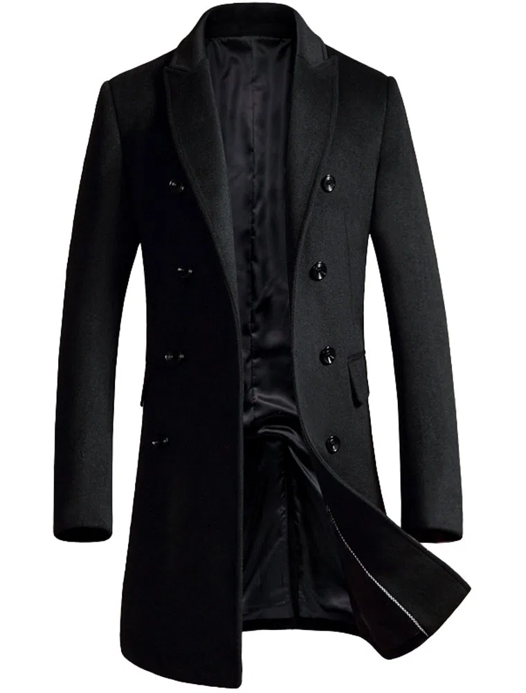 FTCayanz Manteau Homme Laine Trench Classique Business Parka Décontracté Mi-longue Duffle-Coat