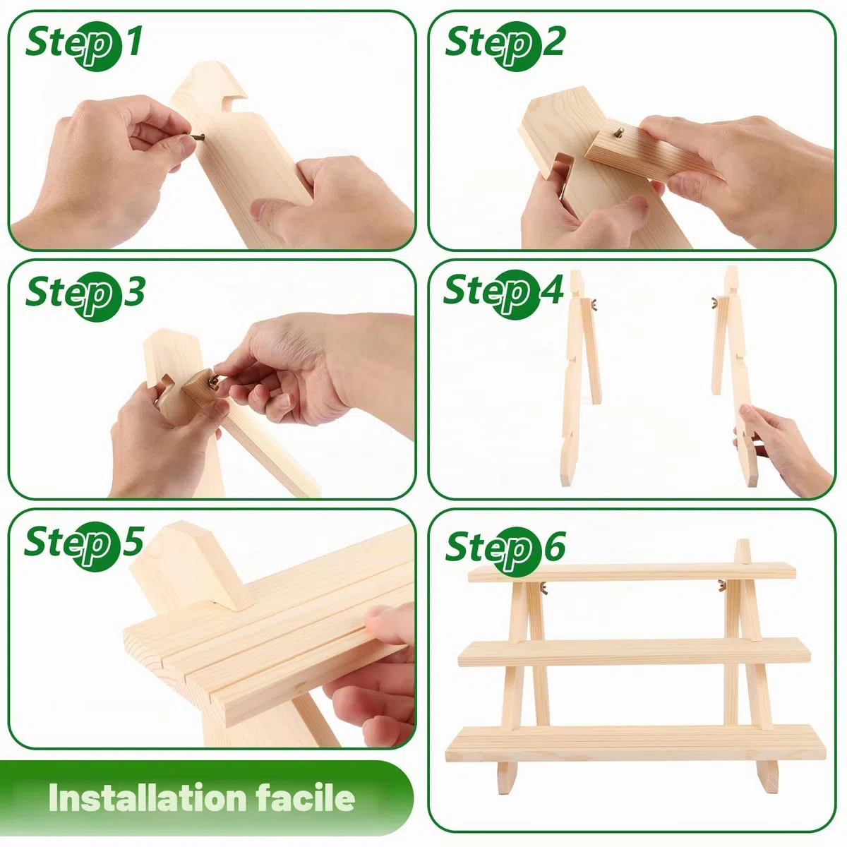 AKOLAFE Lot de 2 Présentoirs en Bois 3 Niveaux Présentoir Étagère 39 x 30 x 24CM Etagere Parfum Bois Étagères de Présentation avec Rainure Presentoir Parfum Détachable pour Artisanat, Figurine, Bijoux
