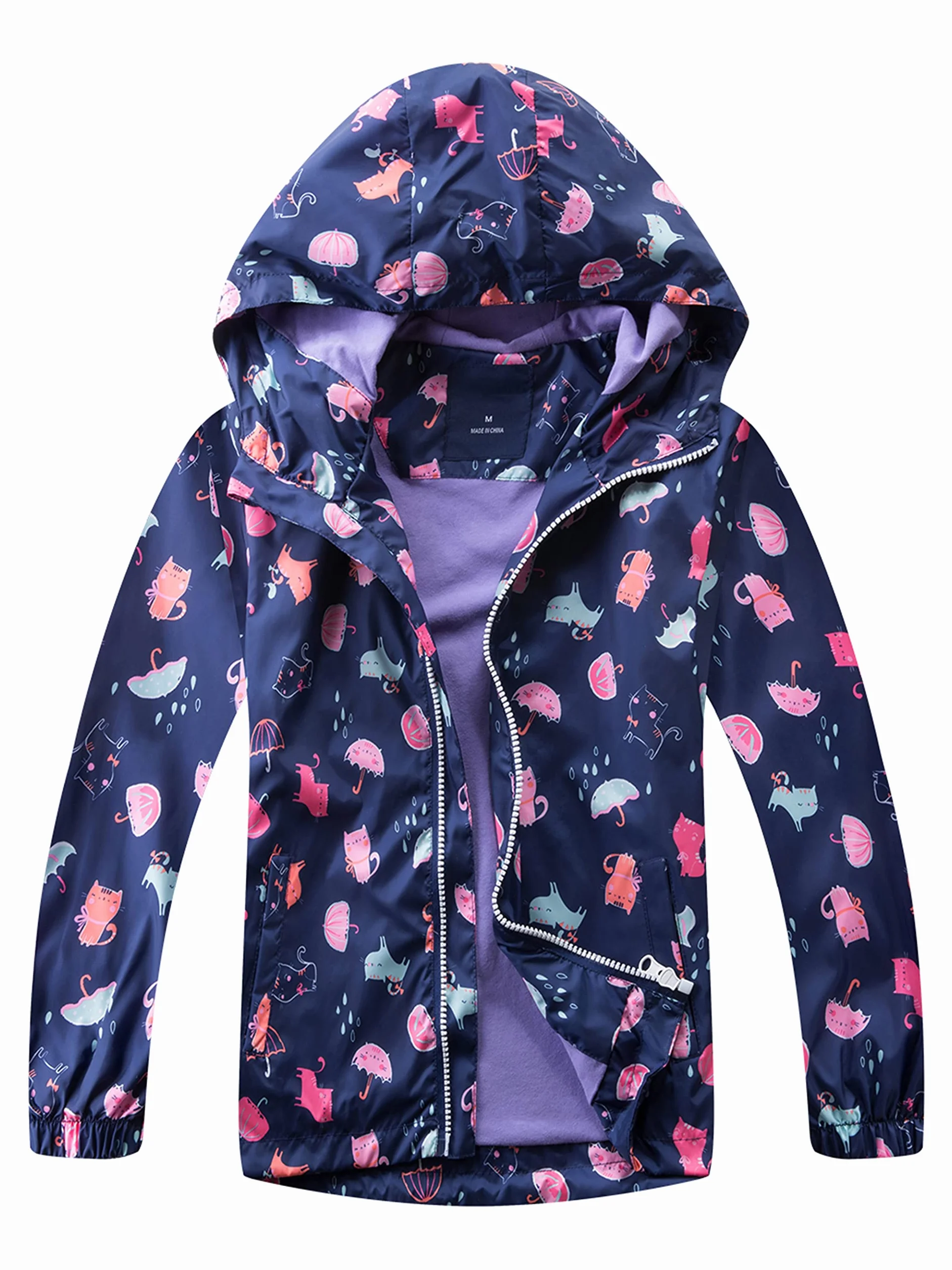 YoungSoul Coupe Vent Imperméable Fille - Manteaux Mi Saison Enfant Imprimé - Blouson Capuche Pluie