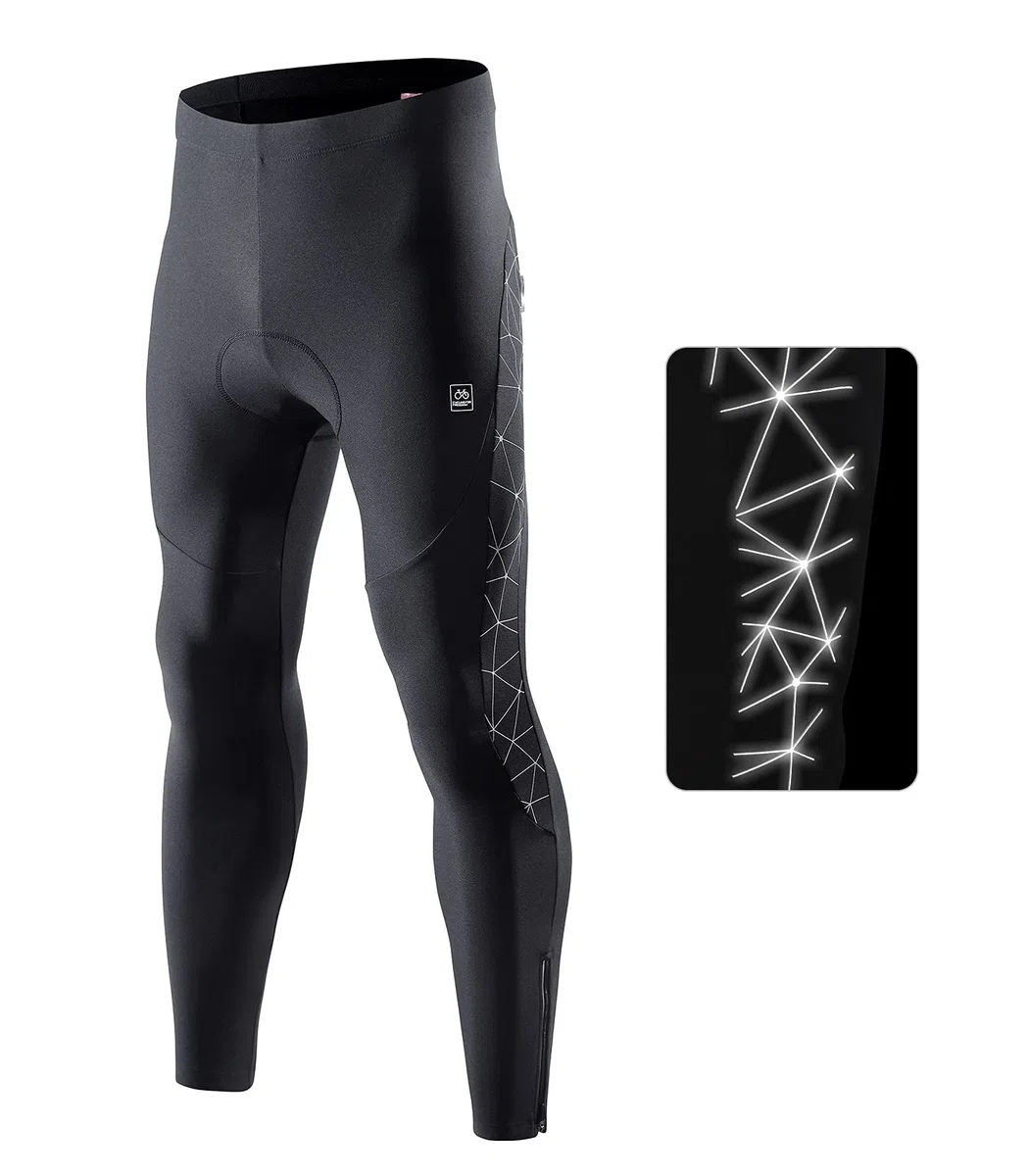 Santic Cyclisme Pantalons Homme,VTT Pantalon de Vélo Cycliste Respirant Rembourré 4D Gel Collant Long pour Cyclisme,Moto,VTT,MTB (Noir-018