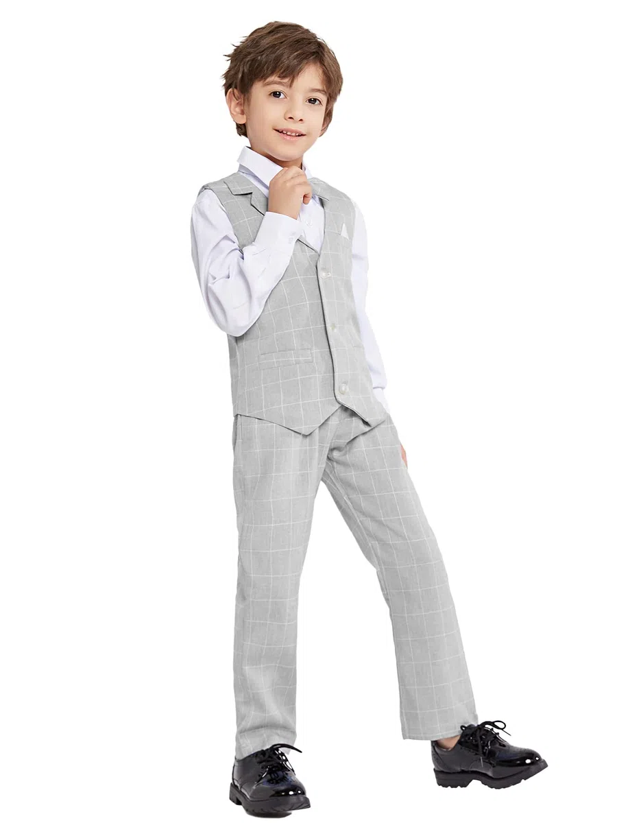 4 pièces Ensemble Habillé Garçons, Enfants Cérémonie Gilet Chemise Pantalon et Nœud Papillon