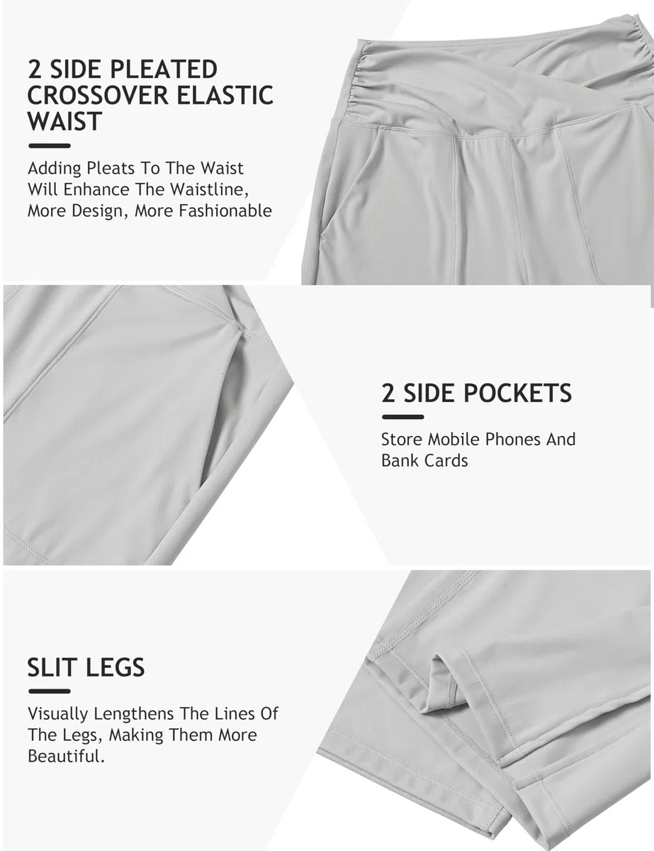 MoFiz Pantalon de randonnée 3/4 pour Femme Été Capri Pantalon de Yoga Stretch avec Poches
