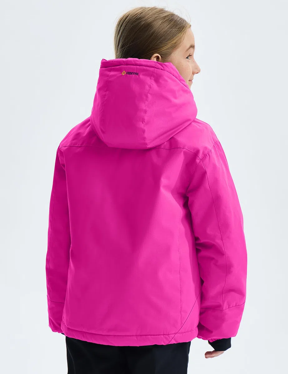 GEMYSE Veste de Ski Imperméable de Montagne pour Fille Manteau d'hiver Extérieur en Polaire Coupe-Vent avec Capuche