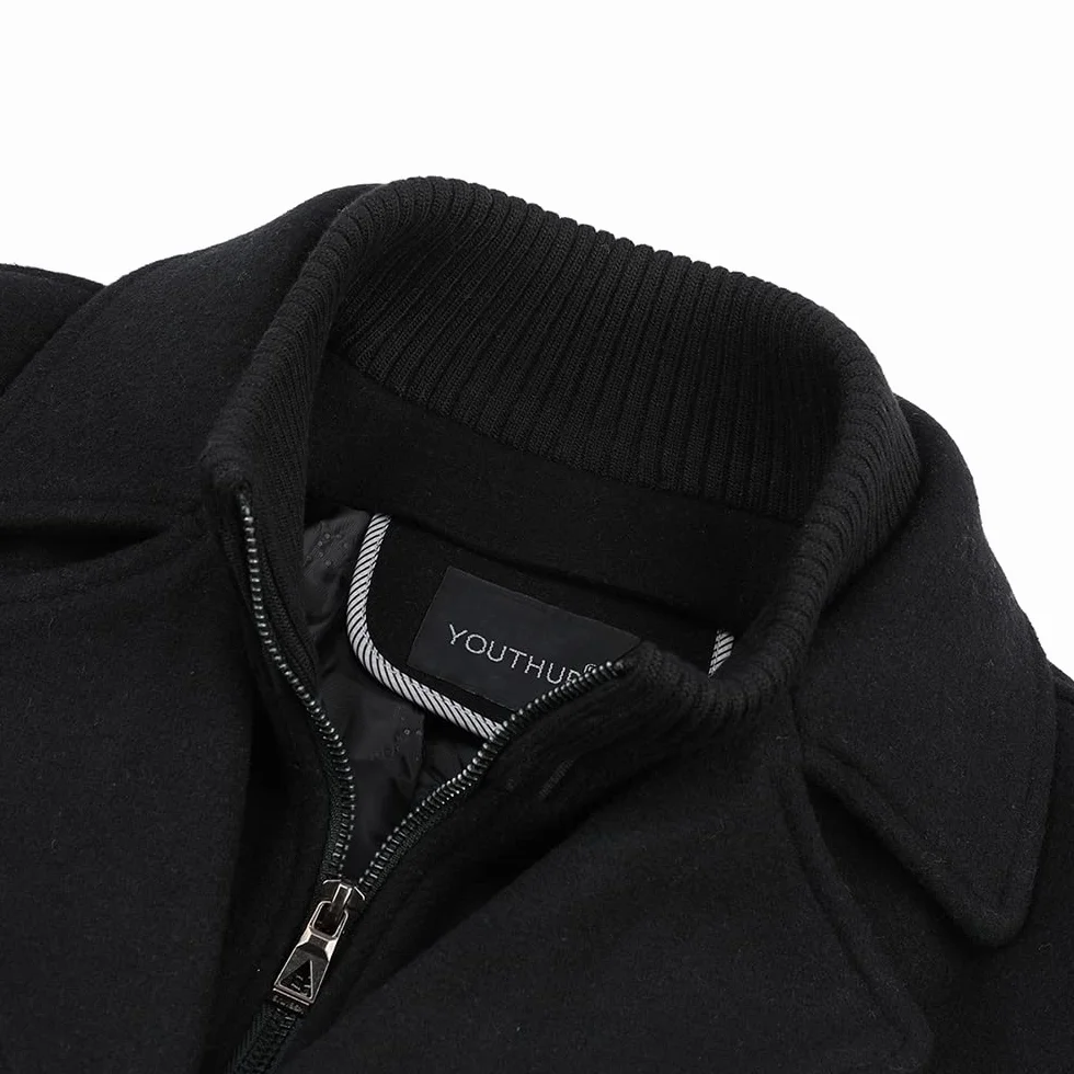 YOUTHUP Manteau Homme Hiver Chaud Long Veste en Laine Epais Parka Trench Coat Caban Manteau Hommes Habillé