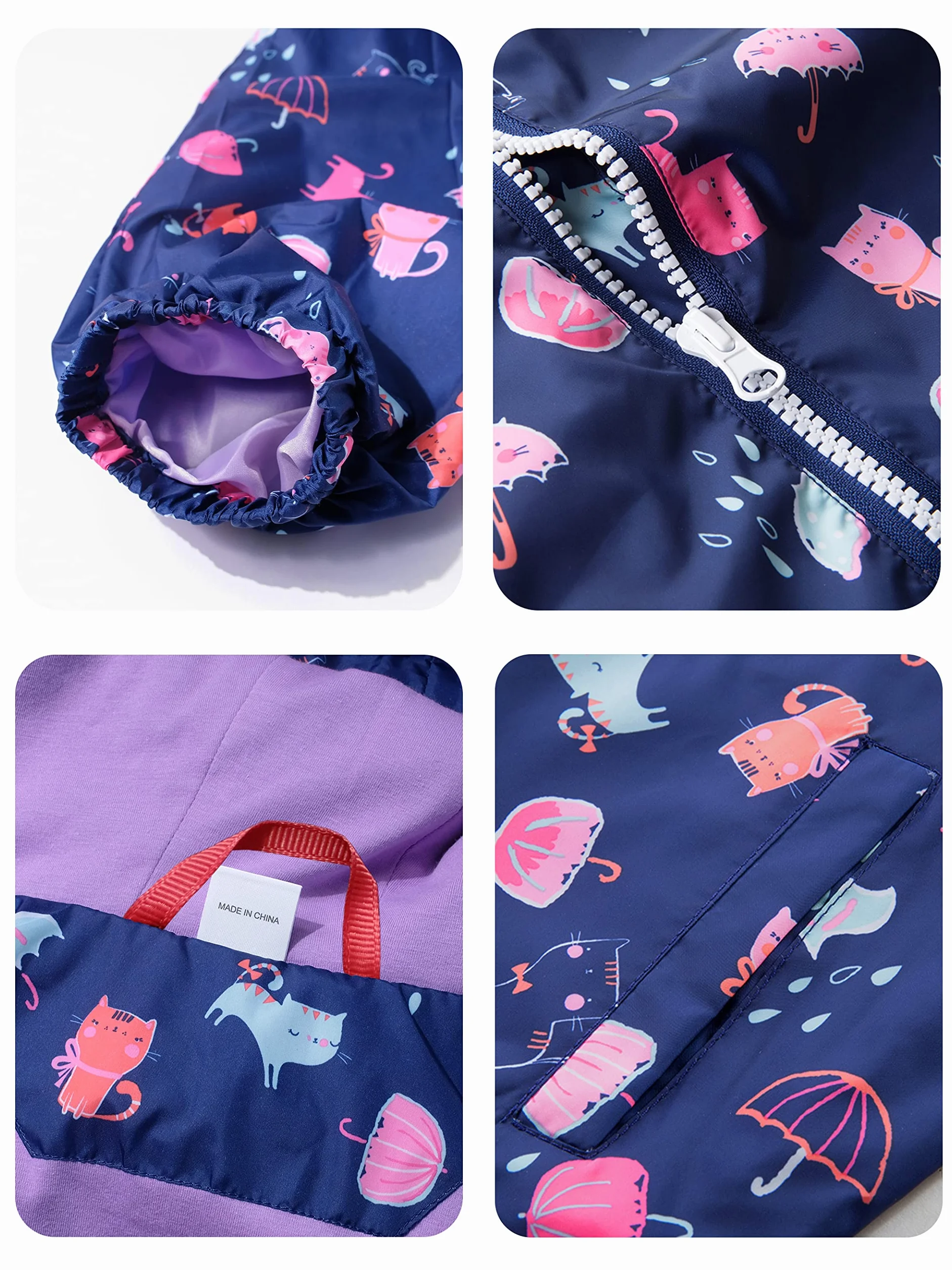YoungSoul Coupe Vent Imperméable Fille - Manteaux Mi Saison Enfant Imprimé - Blouson Capuche Pluie