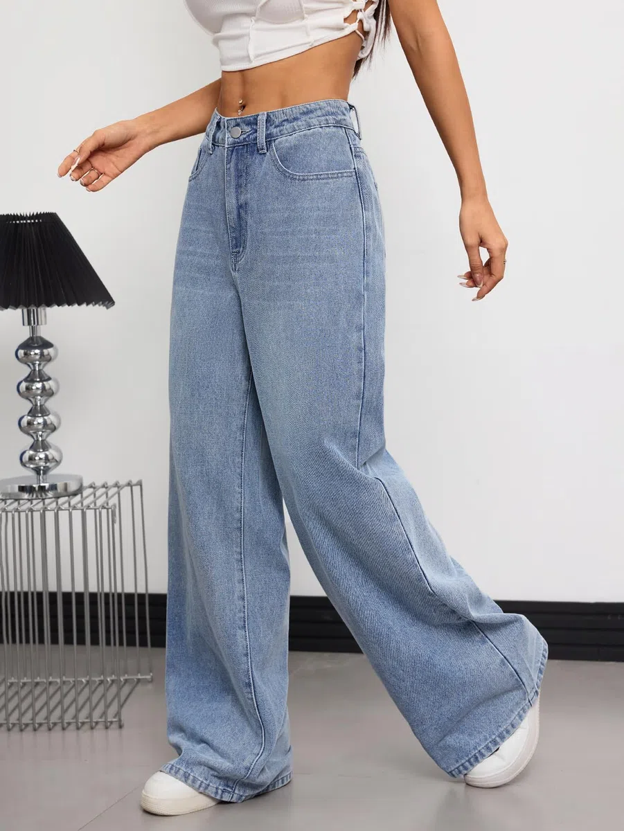 Jean Femme Large Baggy Denim Tendance 2026 Pantalon Vintage Hip Hop Loose Fit Streetwear