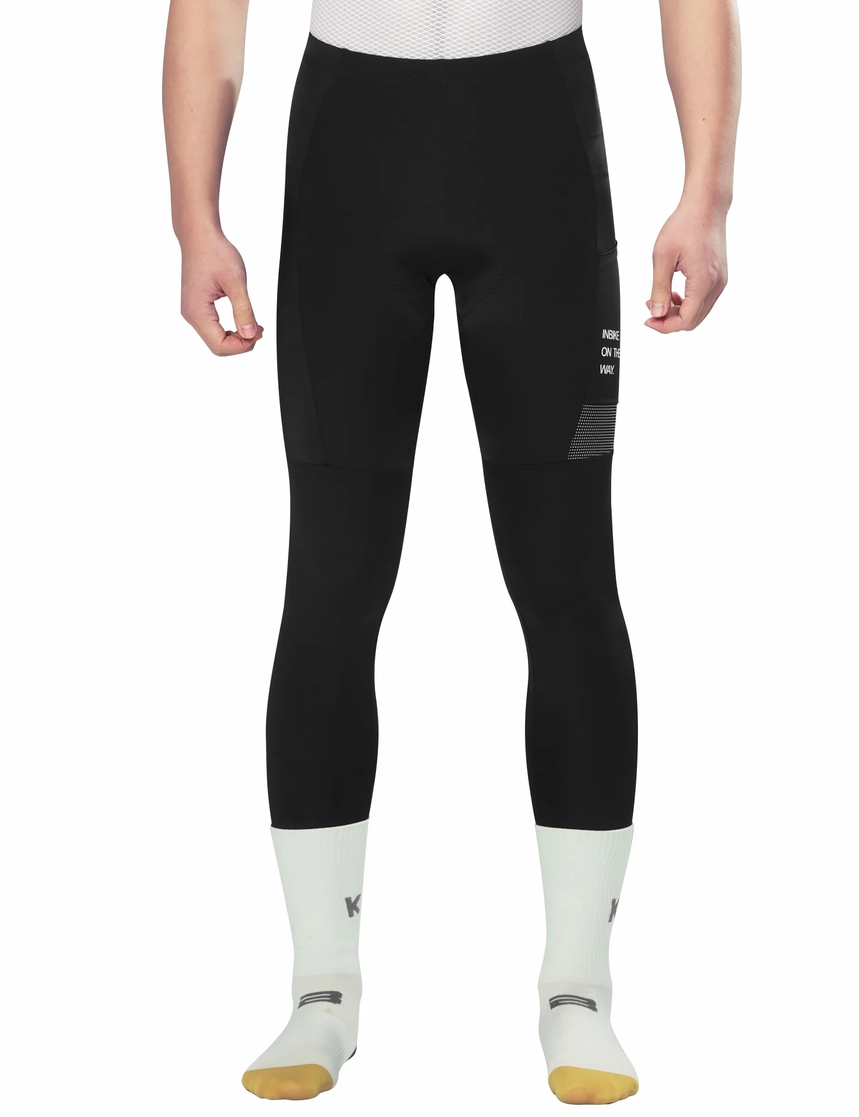 INBIKE Pantalon Cycliste Homme Rembourré Respirant Pantalon Cyclisme à Bretelles avec Poches Leggings de Vélo Collants de Cyclisme Longues VTT