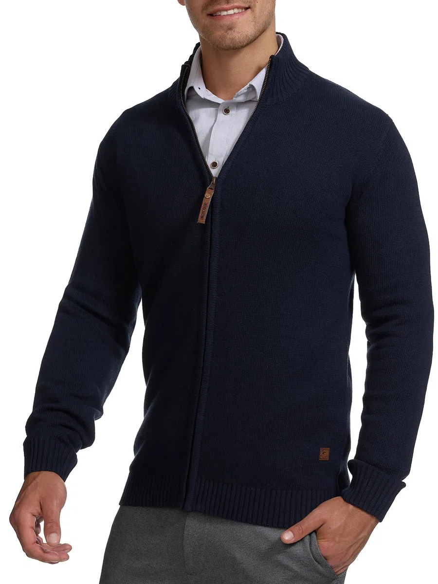 Indicode Hommes INLut Cardigan | Gilet à col Montant