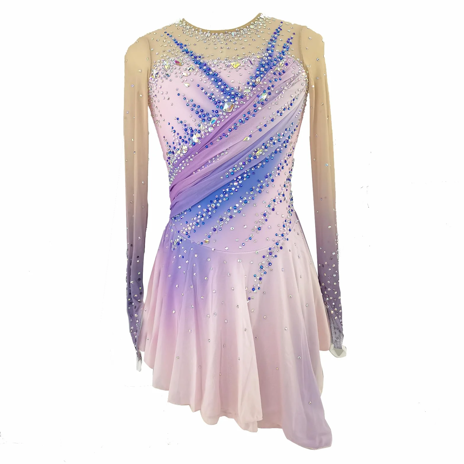LIUHUO Robe de Patinage Artistique Rose pour Fille